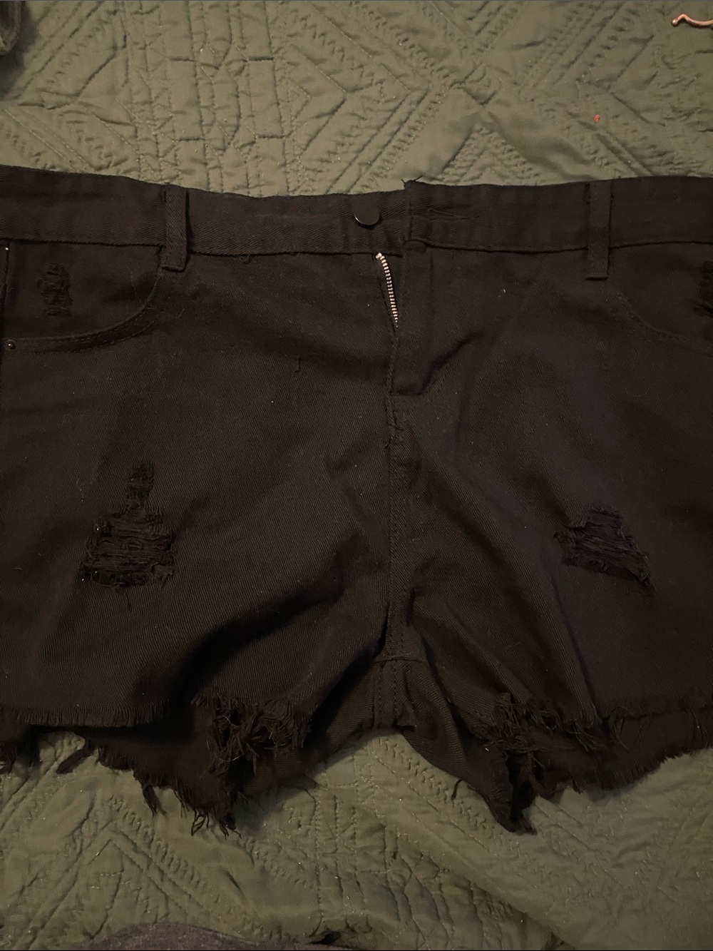 Women's Black Distressed Denim Shorts